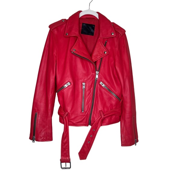 All Saints Jackets & Blazers - AllSaints Leather Biker Motorcycle Jacket Red Size US 8